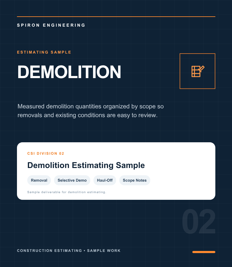 Demolition Estimating Sample