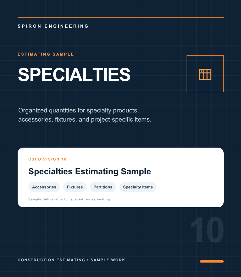 Specialties Estimating Sample